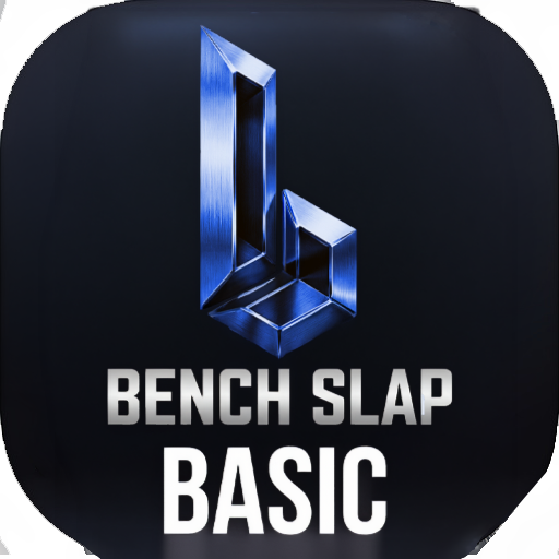 Bench Slap Basic — chrome blue letterform